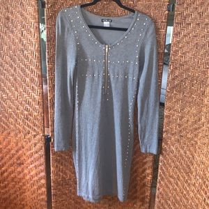 Sweater dress with studded detail